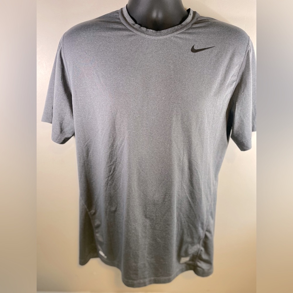 Nike Pro Shirt Mens Large Gray Fitted Dri Fit Pullover Short Sleeve Logo